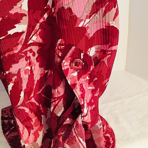 White Stag Womens Blouse Jacket Sz 3X 3/4 Sleeve Burgundy Floral Pattern a4 - Picture 4 of 10