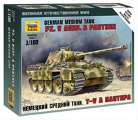 6196 Zvezda 1:100 War Game, Wwii, Panther Ausf.A, German Tank, Plastikmodellbau