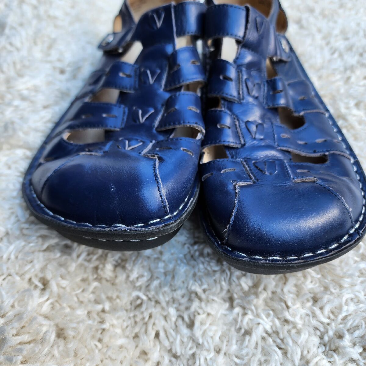 Alegria Pesca Womens Navy Blue Leather Fisherman Sandals Size 42 US 11.5