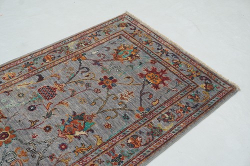 3 x 7 ft Blueish Gray Waziri Afghan Hand knotted Transitional Runner Rug - Picture 4 of 14