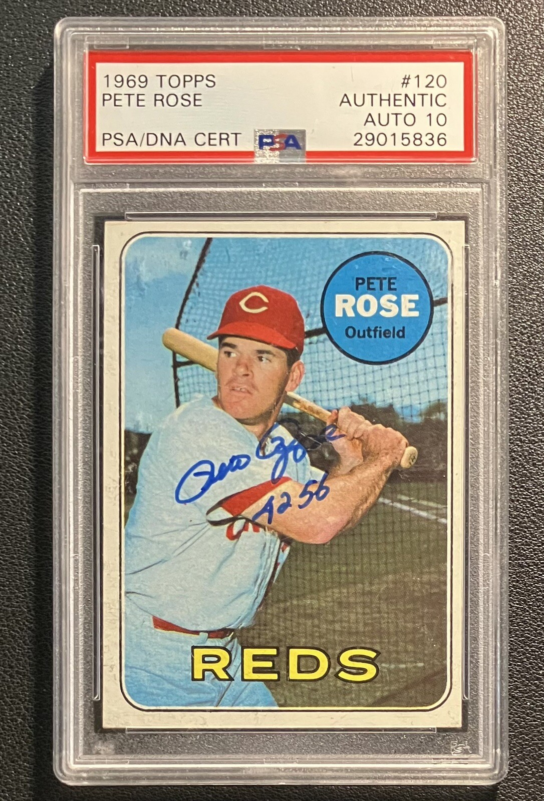 1969 Topps #120 Pete Rose Signed PSA/DNA Authentic Autograph 10 Grade NO CREASES