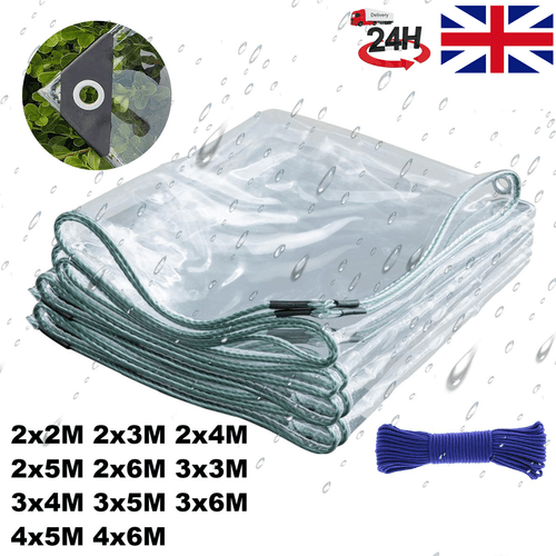 Clear Tarpaulin Waterproof Heavy Duty Transparent Tarp Sheet Camping Outdoor