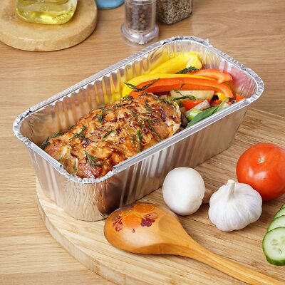 [50er Set] Einweg Aluminiumfolie Tablett Behälter mit Deckel Takeaway Dose