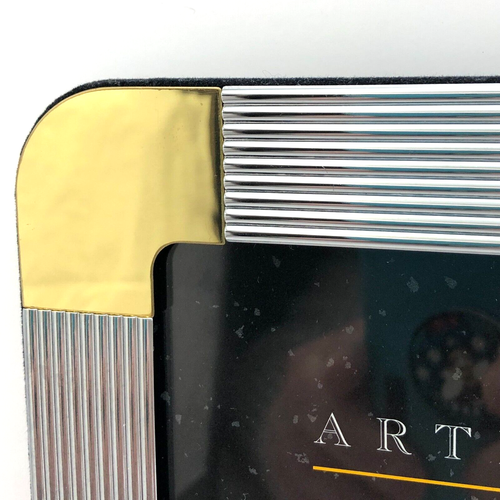 VTG Art Deco Style 5 x 7 Solid Brass & Chrome Picture Frame Weston Gallery Glam - Picture 5 of 7