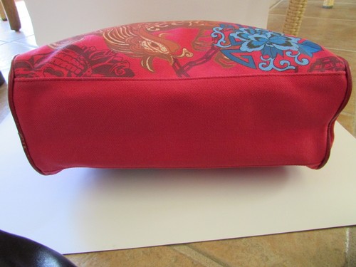 Rare Christian Audigier Los Angeles Large Red Tote "Koi Fish" NWOT - Picture 6 of 9