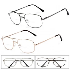 1 or 2 Pairs Metal Frame Inner Bifocal Reader Reading Glasses Spring Hinges