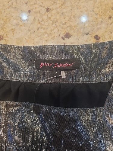 Betsey Johnson Silver Metallic Silk Minidress sz. 2 - Picture 3 of 4