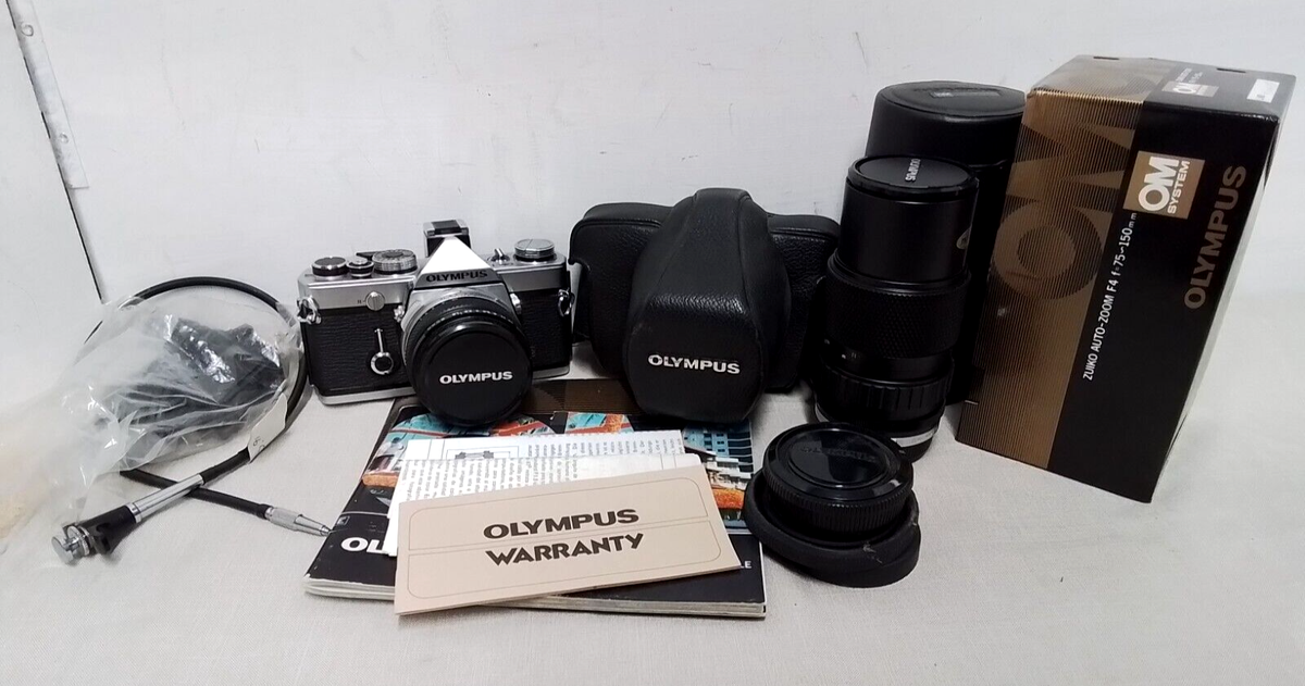 Olympus OM-1 35mm Film SLR Camera Outfit w/50mm 1:1.8 & 75