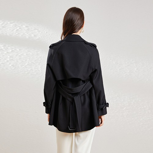 British Style Double Breasted Womens Lapel Collar Trench Coat Overcoat Belt Size - Picture 4 of 26
