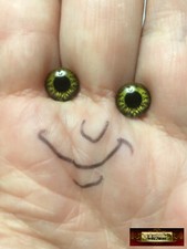 M01543x5 MOREZMORE 5 Pair Glass Eyes Iris 8mm YELLOW BROWN Flat Back Doll Puppet
