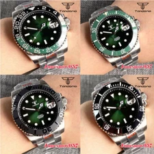 Tandorio Black Green Sunburst Dial NH35 Automatic Men Wristwatch Screwdown Crown