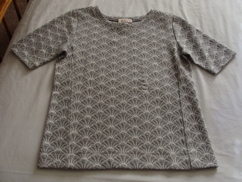 ANN TAYLOR LOFT Gray Short Sleeve SCOOP Neck Heavy Knit Top Sz SP