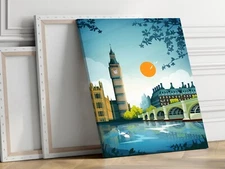 London Big Ben 40x50cm Stretched Travel Canvas Wall Art Print
