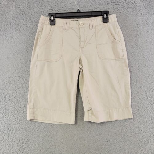 Calvin Klein Shorts Womens 6 Beige Chino Bermuda Flap Pockets Stretch Casual - Picture 1 of 10