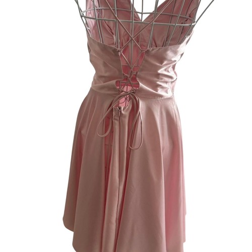Poly USA 90s Pink satin mini dress with zipper back and corset back - Picture 3 of 6
