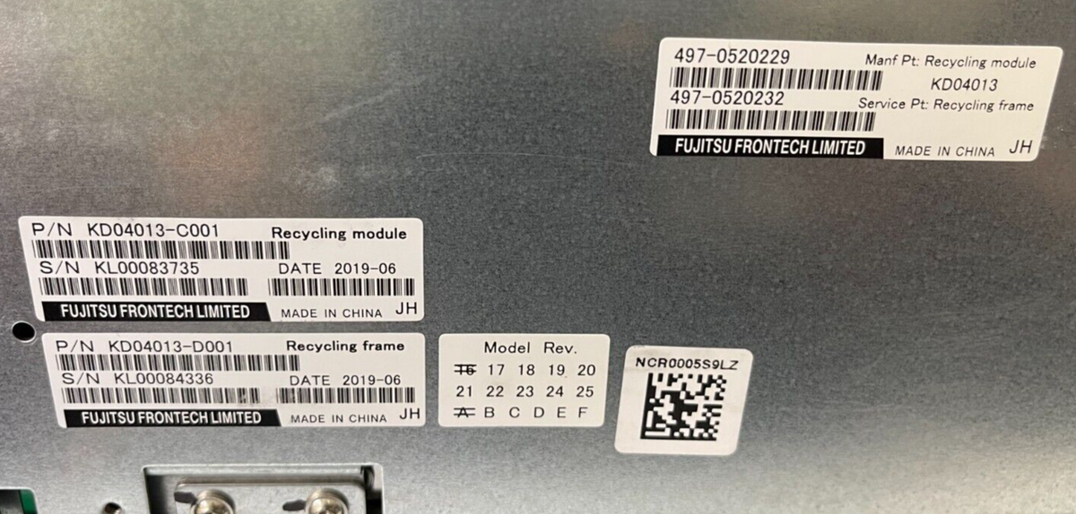Fujitsu GSR50 Bill Recycler(Top module/Recycling ModuleX2