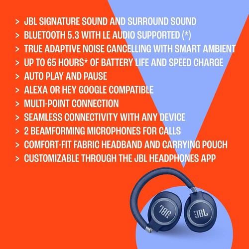 JBL LIVE 770 NC Wireless Over-Ear Bluetooth Kopfhörer | Weiß - Bild 5 von 9