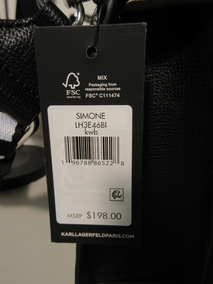 KARL LAGERFELD LOGO SIMONE SHOULDER BAG BLACK/WHITE NEW | eBay