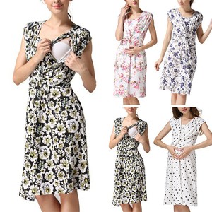 Détails Sur Dames Soirée Femme Enceinte Robe Plage été Sans Manche Allaitement Col Rond