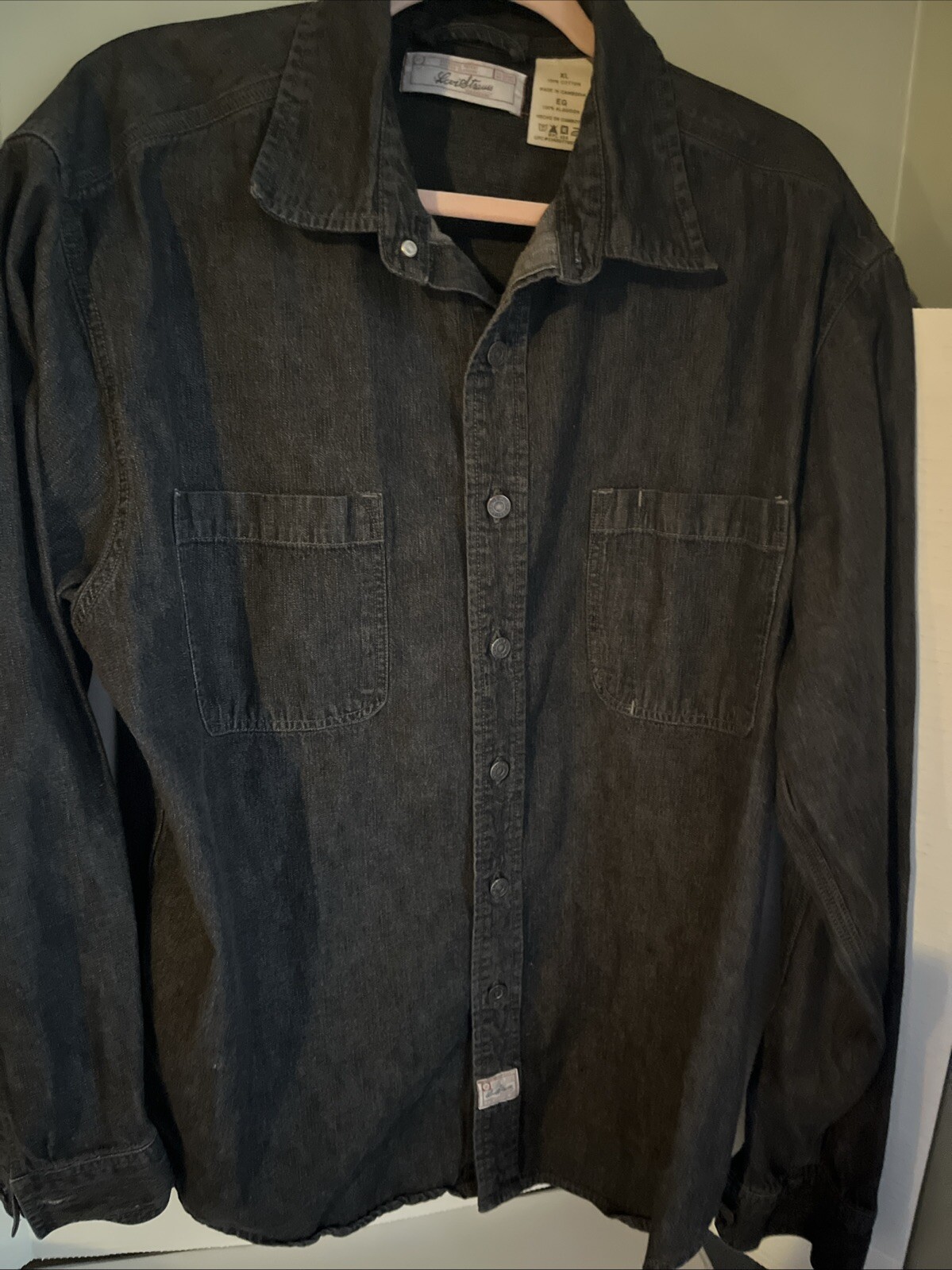 Levi Strauss Signature Denim Shirt Long Sleeve Work Shirt Mens XL Black