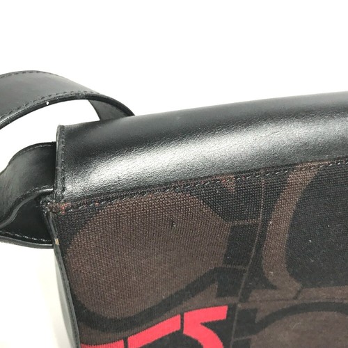 Salvatore Ferragamo Gancini Shoulder Bag Canvas/Leather Black/Brown x Red - Bild 8 von 15