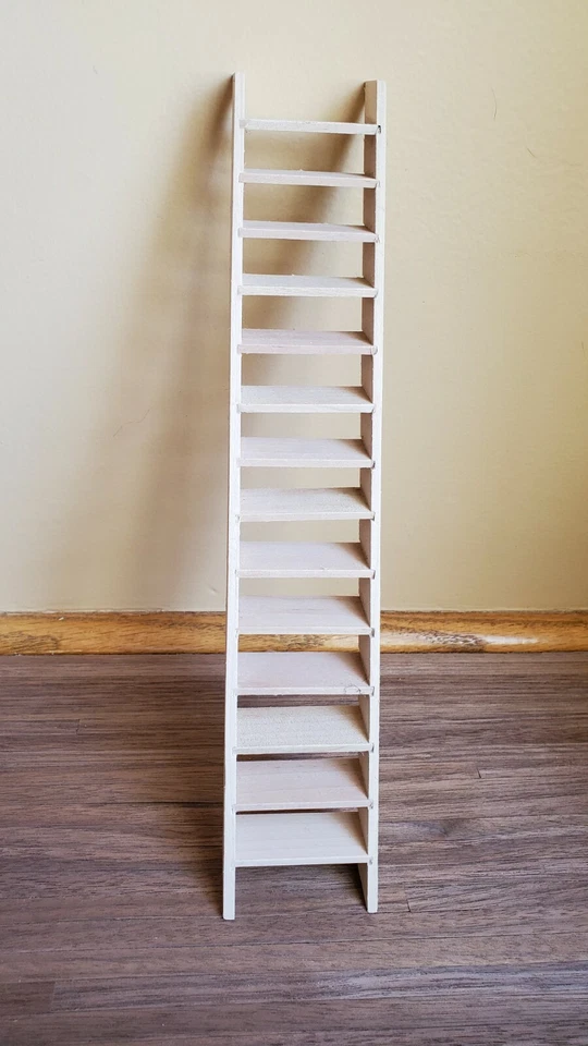 Casa de Muñecas Escalera Simple Alto Madera Estrecha Sin Acabar Escala 1:12 10" x 2" Foto 2 de 3