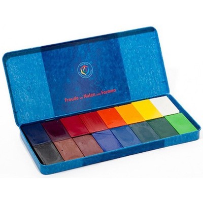 Tin of 16 Block Stockmar Non-Toxic Beeswax Wax Crayons in Waldorf Colors 628505