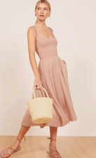 Reformation Womens Rou Knit Midi Dress Blush Pink Size XS