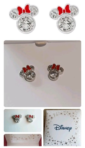 DISNEY MINNIE MAUSSCHLEIFE OHRSTECKER KUBIK ZIRKONIA SWAROVSKI STERLINGSILBER  - Bild 1 von 4