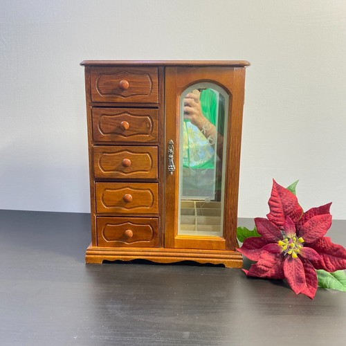 Vintage Gunther Mele 1970's Wooden Jewelry Box, Jewellery with Mirror, Five Draw - Picture 10 of 10