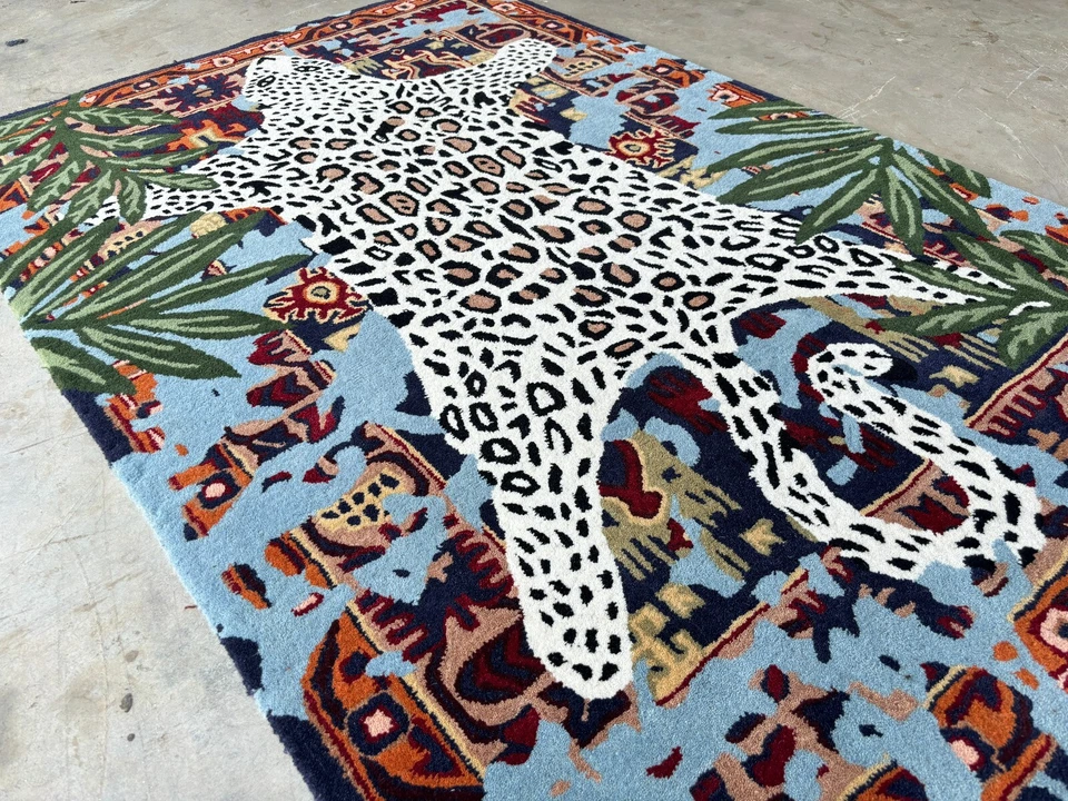 Alfombra acolchada de leopardo 8x10, alfombra moderna de lana suave Foto 3 de 4