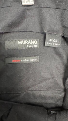Murano Ultimate Comfort Dress Pants Men's 34x34 Black Polyester Evan Slim Fit - Picture 5 of 5