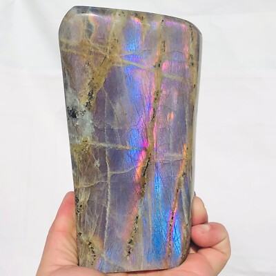 3lb Natural Purple Golden Glitter Labradorite Quartz Crystal Rough Rock Mineral