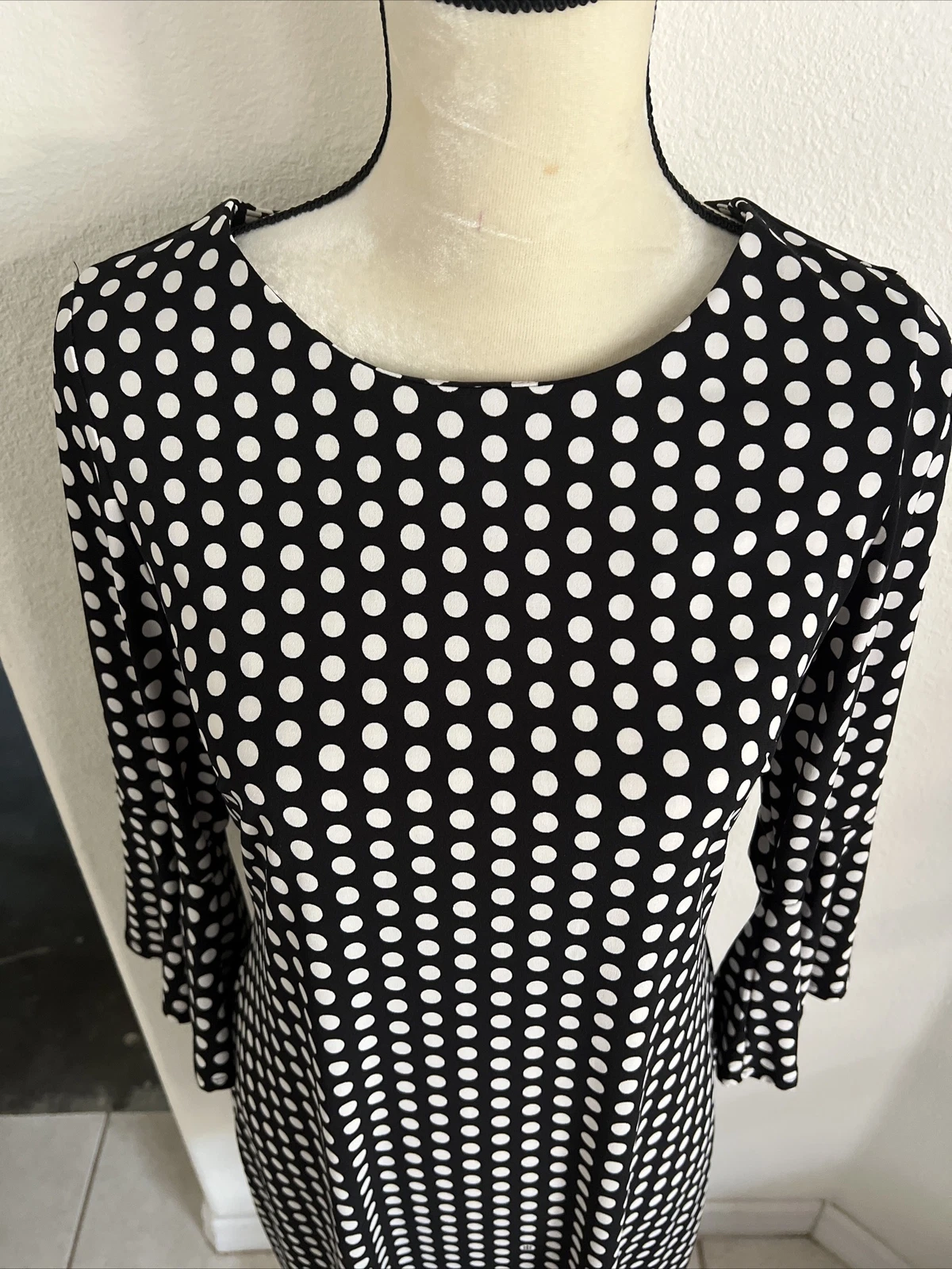 VETEMENTS Tommy Hilfiger abito linea A nero con pois manica a campana donna taglia 6