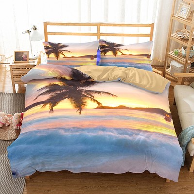 3d Duvet Doona Quilt Cover Set Queen King Size Ocean Beach