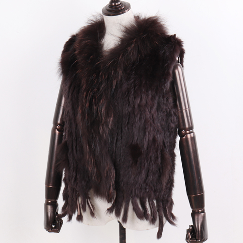 Hot Sale Women Real Rabbit Fur Vest Knitted Tassels Real Rabbit Fur Waistcoat - Bild 10 von 20