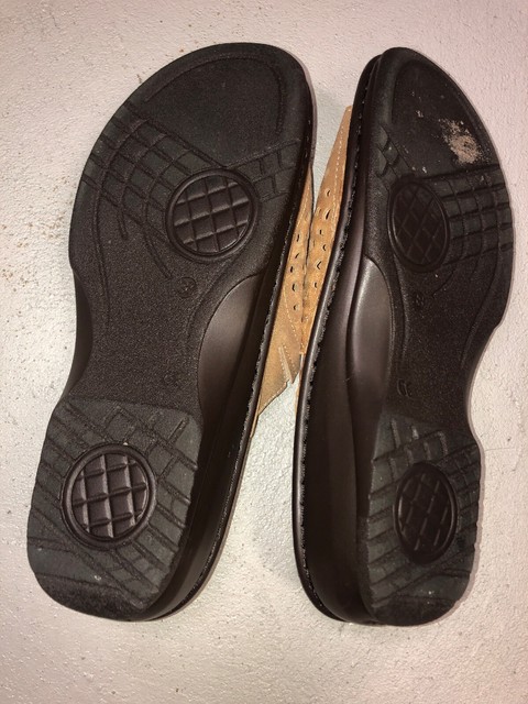 Scholl Bioprint Womens Size 38 Slip On slippers Sandals Gold | eBay