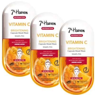 3x 7th Heaven Nutriactive VITAMIN C Maske Belebende Sheet Mask Gesichtsmaske