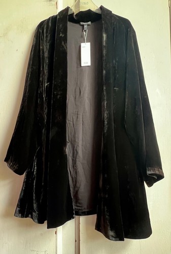 ✫BNWT! Fab *EILEEN FISHER* Oversized Black Silk Velvet Shawl Kimono Jacket 2X✩ - Picture 7 of 10