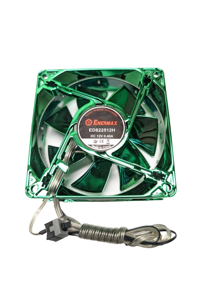 Enermax 80mm x 25mm Twister Bearing Green LED Computer Case 3-pin Fan Temp Ctrl - Image 2 of 2