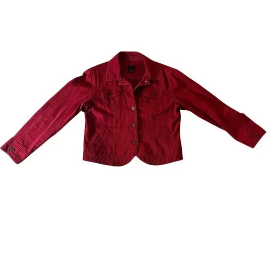 Chaqueta vaquera Westbound 100 % algodón roja bolsillos detalle botones - Talla S Foto 2 de 4