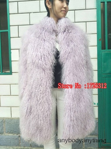 Women Real Mongolian Sheep Fur Coat with Collar Beach Wool Jacket Outerwear - Picture 18 of 46