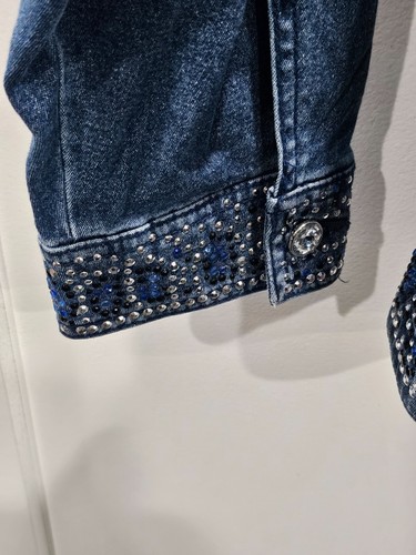 Quacker Factory Bedazzled Rhinestones Blue Denim Jacket w/Matching Top Size XL - Picture 19 of 19