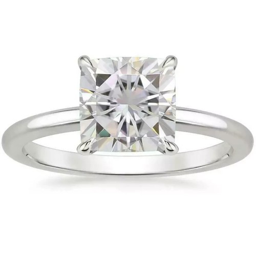 1ct Simulated Engagement Ring White Gold Plated Classic Solitaire - Picture 4 of 5