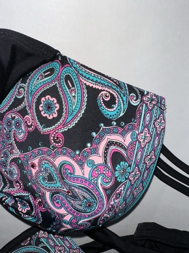 Tahiti Bikini Top size XL in Bathing suit Swimsuit Paisley Bling Push-up Padded - Picture 6 of 22