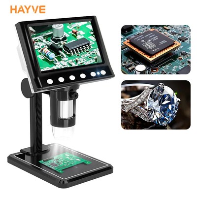 Hayve 4.3'' Digital Microscope 1600X USB Microscope 1080p Soldering Microscope w