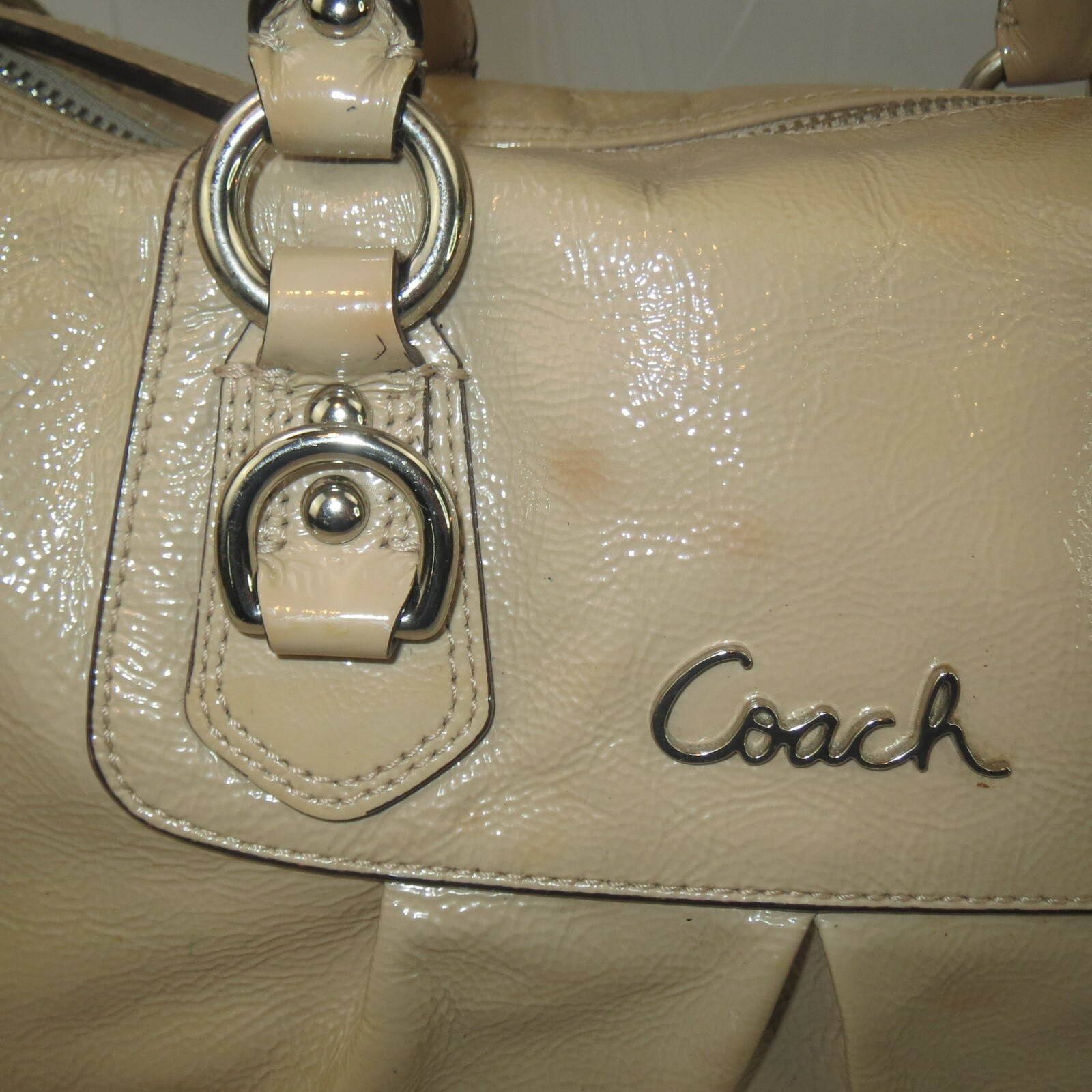 COACH Ashley Patent Leather Shoulder Bag Purse F15455… Gem