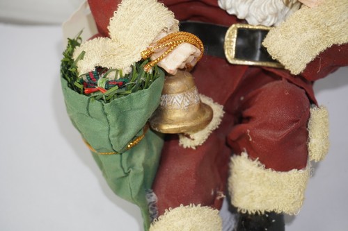 Vintage Weihnachtsmann Figur sitzend mit Pfeife & Sack - Regal Sitter Mache - Bild 3 von 14
