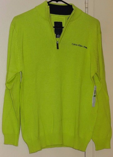 Calvin Klein Jeans Boys Lime Green Size L Half Zip Sweater Pullover NWT NEW - Picture 6 of 11