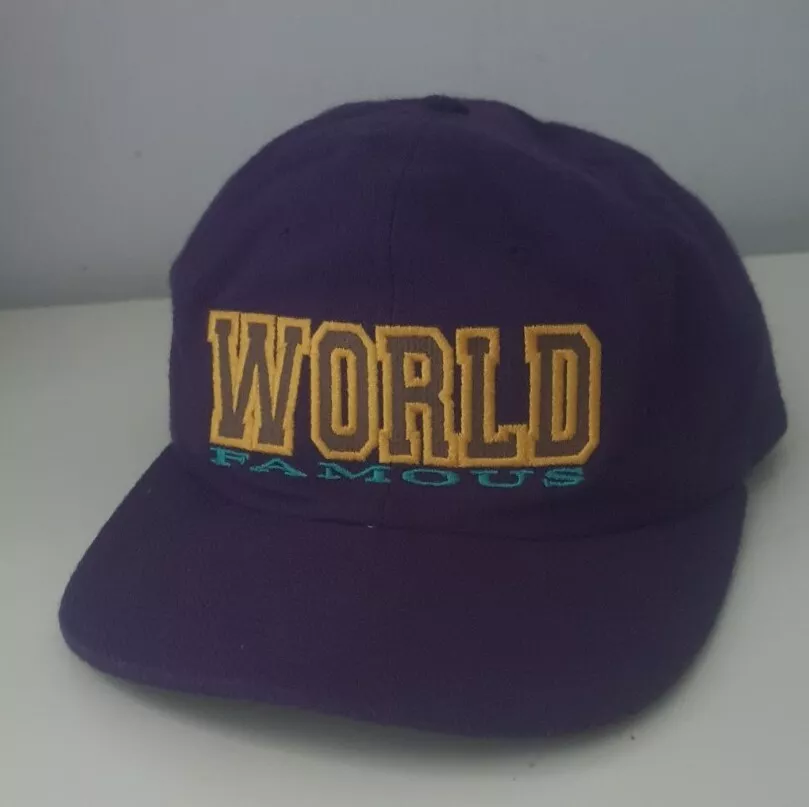 FW15 Supreme World Famous 6 panel cap hat Purple Yellow
